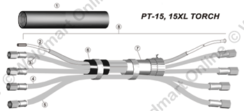 parts breakdown image for ESAB PT-15 and PT-15X leads