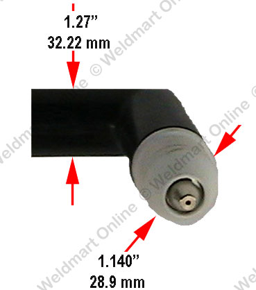 Apache Torch dimensions: the handle is 1.27 inches or 32.22 millimeters thick, and the head is 1.140 inches or 28.9 millimeters thick.