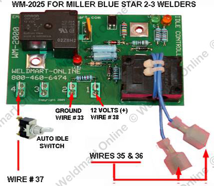 Weldmart Idler PC board connections for Miller Bluestar 2-E