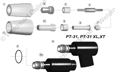 ESAB PT-31 and PT-31XL parts breakdown image